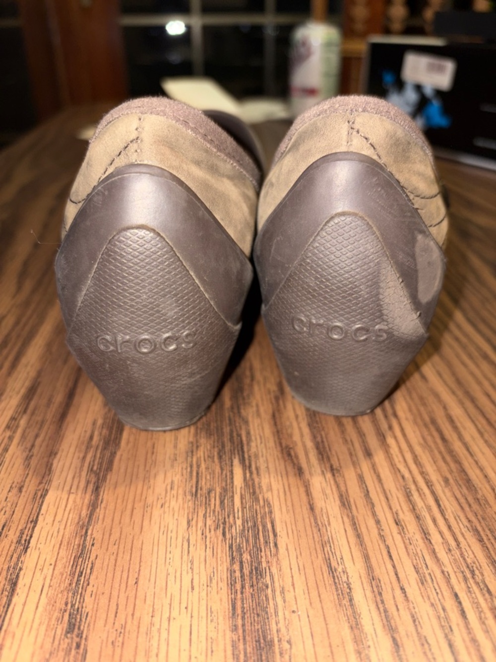 Crocs Wrapped Mary Jane Soft Leather Suede Slip On Round Toe Flat Brown Shoes 6 - Picture 3 of 6